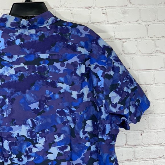 J. Crew Watercolor Blue Camo Print Slim Fit Button - Picture 11 of 12